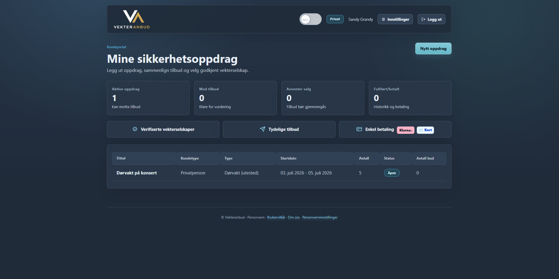 Vekteranbud kundeportal